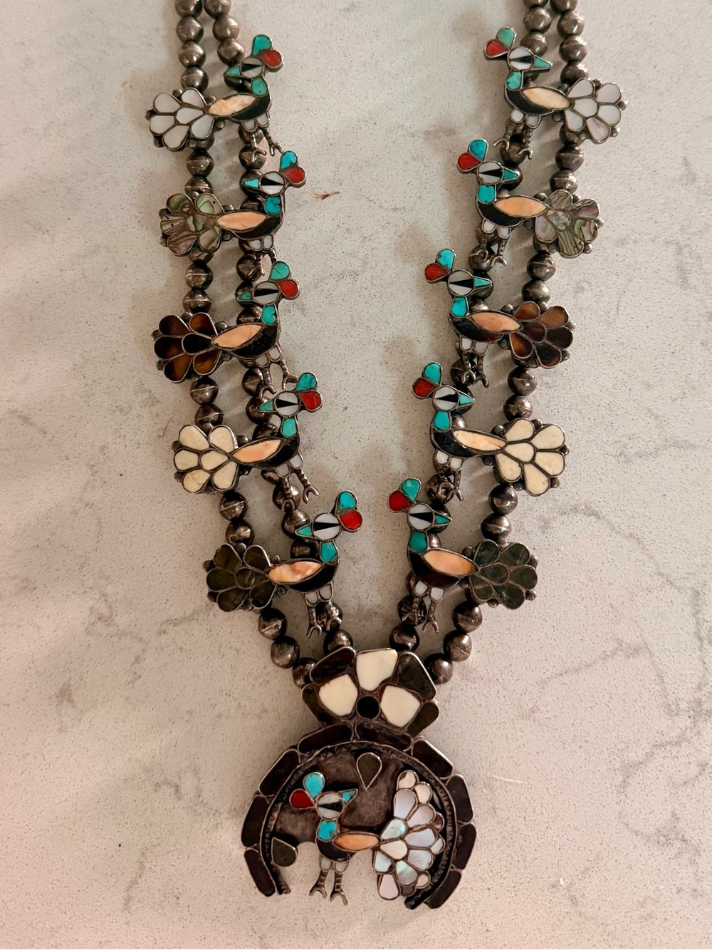 Multi-Color authentic Zuni Squash Blossom Necklace